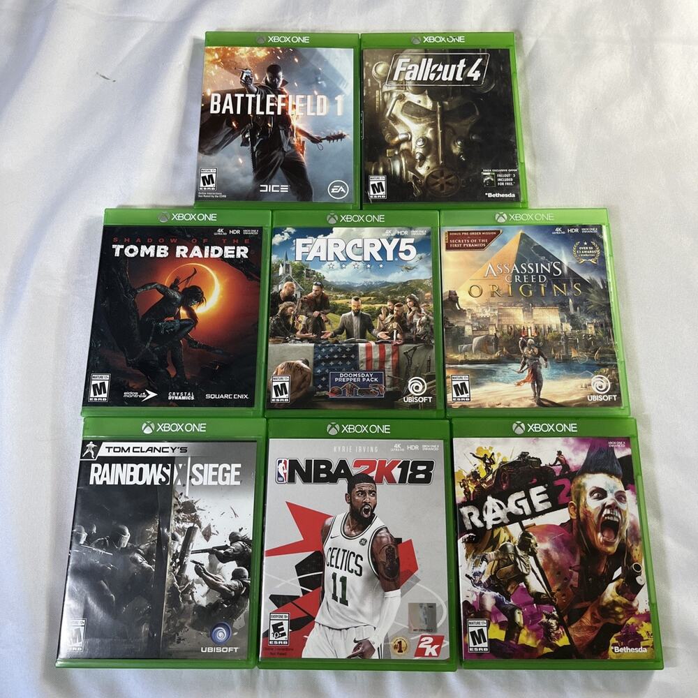 Xbox One Game Lot (8 Games) – Tomb Raider Farcry 5, Fallout 4, Rainbow Six, Rage